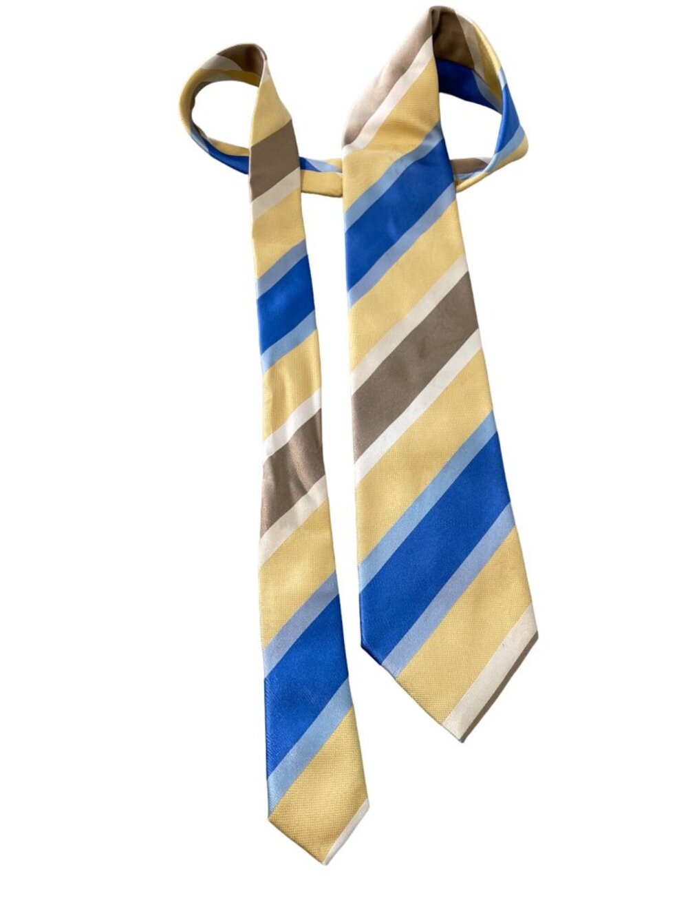 Frangi Silk Tie Striped Necktie One Size Yellow Blue Beige Business Academia
